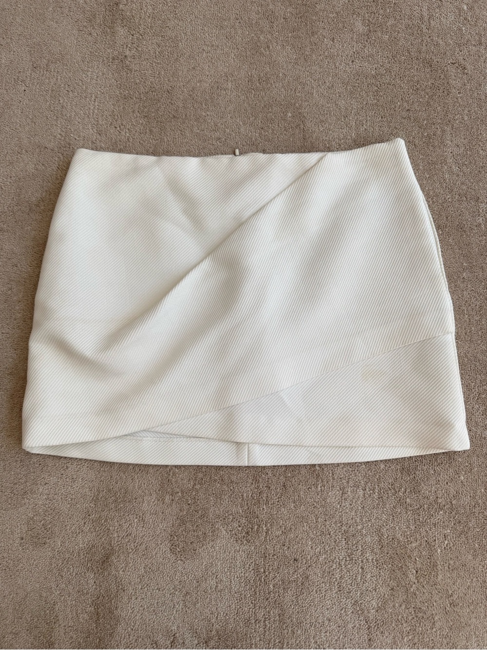 Zara Cream Asymmetrical Wrap-Panel Mini Skirt